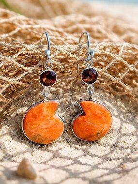 Coral & Garnet Earrings